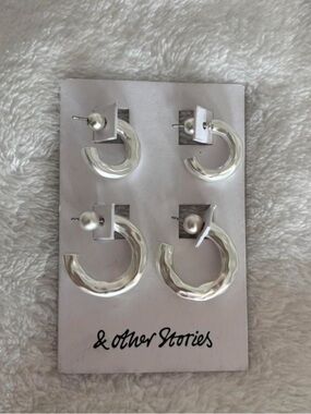 & Other Stories Silver-Tone Stud and Hoop Earring Pack